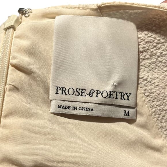 Prose & Poetry Rony Tiered Mini Dress Womens M Cream Puffy Sleeves Cinched Waist - Picture 4 of 8